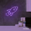 Rocket neon sign in purple for kids' rooms, play areas, and space-themed nursery decor.