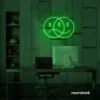 Sad happy emoji neon sign in deep green for home wall art