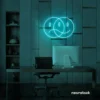Sad happy emoji neon sign in mint green for home wall art