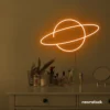 Planet neon sign in orange for kids room wall decor