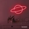 Planet neon sign in red for kids room wall decor