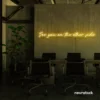 See You On The Other Side neon sign in golden yellow for retro decor, gaming setups, and ambient lighting.