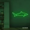 Shark neon sign in deep green for kids' rooms, ocean-themed decor, and fun playroom walls.