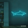 Shark neon sign in mint green for kids' rooms, ocean-themed decor, and fun playroom walls.