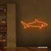 Shark neon sign in orange for kids' rooms, ocean-themed decor, and fun playroom walls.