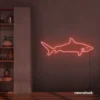Shark neon sign in peachy pink for kids' rooms, ocean-themed decor, and fun playroom walls.