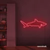 Shark neon sign in red for kids' rooms, ocean-themed decor, and fun playroom walls.