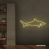 Shark neon sign in warm white for kids' rooms, ocean-themed decor, and fun playroom walls.