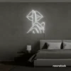 Shushing lips neon sign in white for beauty salons, glam rooms, and bold home decor.
