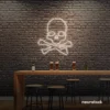 Skull neon sign in Neutral white for man cave or garage decor