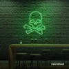 Skull neon sign in green for man cave or garage decor