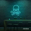Skull neon sign in mint green for man cave or garage decor
