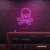 Skull neon sign in pink for man cave or garage decor