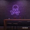 Skull neon sign in purple for man cave or garage decor