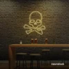 Skull neon sign in warm white for man cave or garage decor