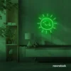 Sun neon sign in deep green for kids' rooms, nurseries, and cheerful home decor.