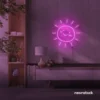 Sun neon sign in pink for kids' rooms, nurseries, and cheerful home decor.