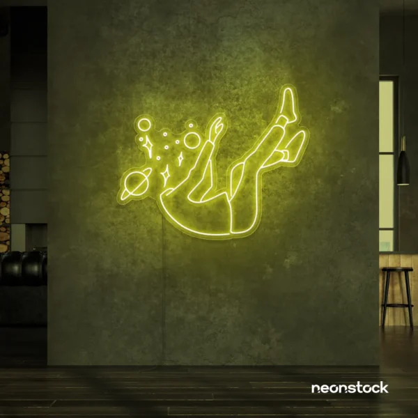 Space head neon sign in Lemon Yellow color for kids room or game room wall decor