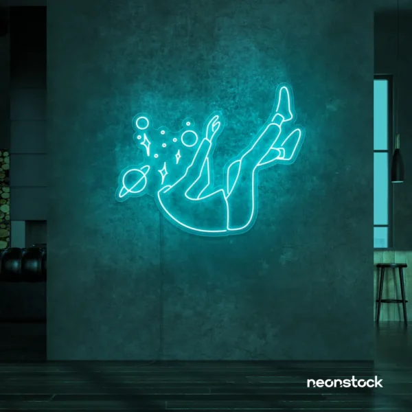 Space head neon sign in Mint Green color for kids room or game room wall decor