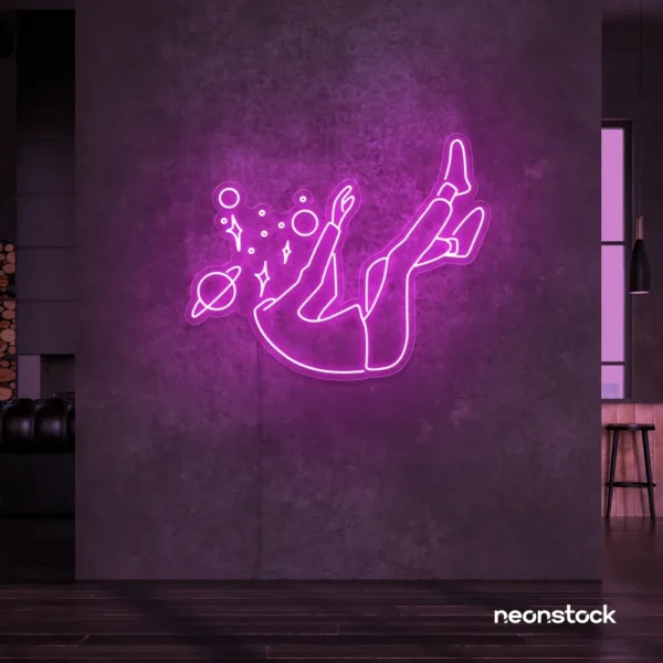 Space head neon sign in Pink color for kids room or game room wall decor