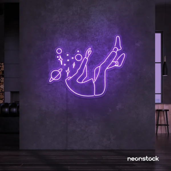 Space head neon sign in Purple color for kids room or game room wall decor