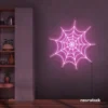 Spider web neon sign in baby pink for kids room wall decor or Halloween-themed spaces