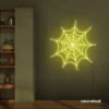 Spider web neon sign in lemon yellow for kids room wall decor or Halloween-themed spaces