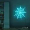 Spider web neon sign in mint green for kids room wall decor or Halloween-themed spaces