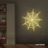 Spider web neon sign in warm white for kids room wall decor or Halloween-themed spaces