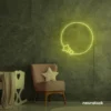 Lemon yellow neon sign of star and circle glowing on wall – cozy LED lighting for nursery or lounge spaces