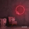 Star and circle neon sign in red for kids room, bedroom wall decor, or playroom style