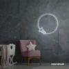 Star and circle neon sign in white for modern kids room wall decor