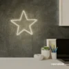 Star neon sign in neutral white for kids' rooms, nursery walls, and bedtime light decor.