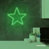 Star neon sign in green for kids' rooms, nursery walls, and bedtime light decor.