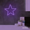 Star neon sign in purple for kids' rooms, nursery walls, and bedtime light decor.