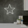 Star neon sign in white for kids' rooms, nursery walls, and bedtime light decor.