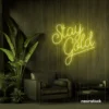 Stay Gold neon sign in lemon yellow for glam rooms, babe caves, and feminine decor.