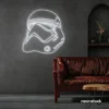 Finger heart neon sign in white for bedroom and dorm room decor