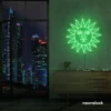 Smiley sun neon sign in green for kids' rooms, nurseries, and cheerful wall decor.