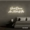 Sweet Dreams Are Made of This neon sign in neutral white for bedrooms, dreamy wall decor, and ambient lighting.