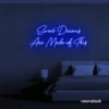 Sweet Dreams Are Made of This neon sign in dark blue for bedrooms, dreamy wall decor, and ambient lighting.