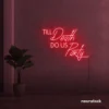 Neon sign text 'Till Death Do Us Party' in red for wedding decor, romantic event signage, party celebration
