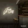 Treat Yo Self neon sign in neutral white for salons, spas, dessert shops, and cozy home spaces.