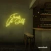 Treat Yo Self neon sign in lemon yellow for salons, spas, dessert shops, and cozy home spaces.