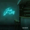 Treat Yo Self neon sign in mint green for salons, spas, dessert shops, and cozy home spaces.