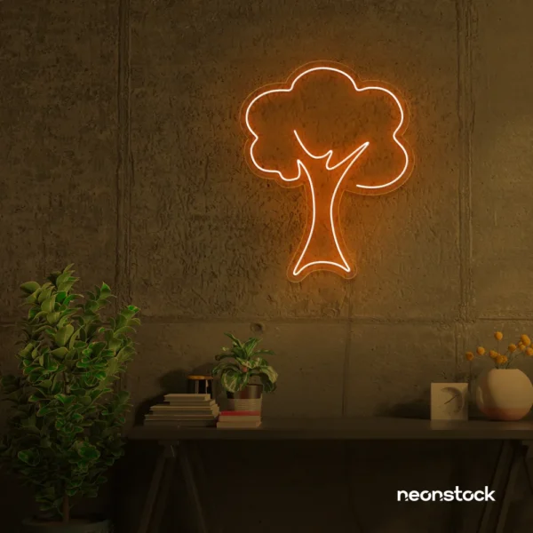 Tree neon sign in Orange for home and wall decor