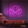 Two-faced emoji neon sign in pink for teen room wall decor