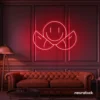 Two-faced emoji neon sign in red for teen room wall decor