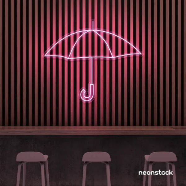 Umbrella neon sign in baby pink for home decor, kids room, aesthetic lighting