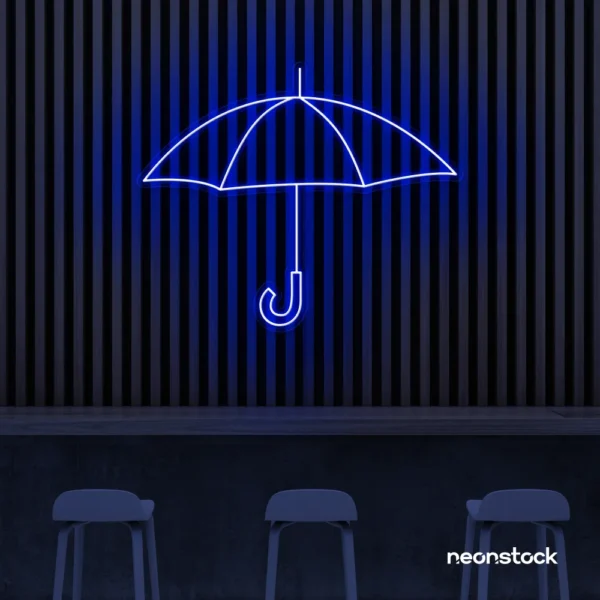 Umbrella neon sign in dark blue for home decor, kids room, aesthetic lighting